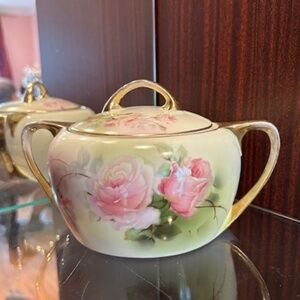 Antique Royal Rudolstadt Prussia Hand Painted Sugar Bowl Extra Large